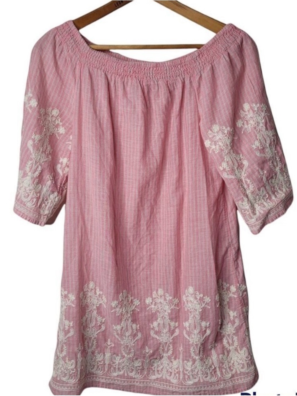 Flying Tomato Pink Off-Shoulder Embroidered Peasant Top
